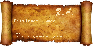 Rittinger Ahmed névjegykártya